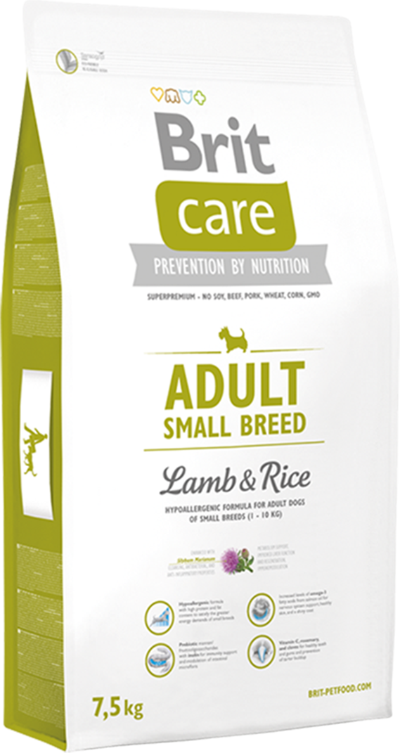 Корм для собак Brit Care Adult Small Breed Lamb and Rice, 7,5 кг