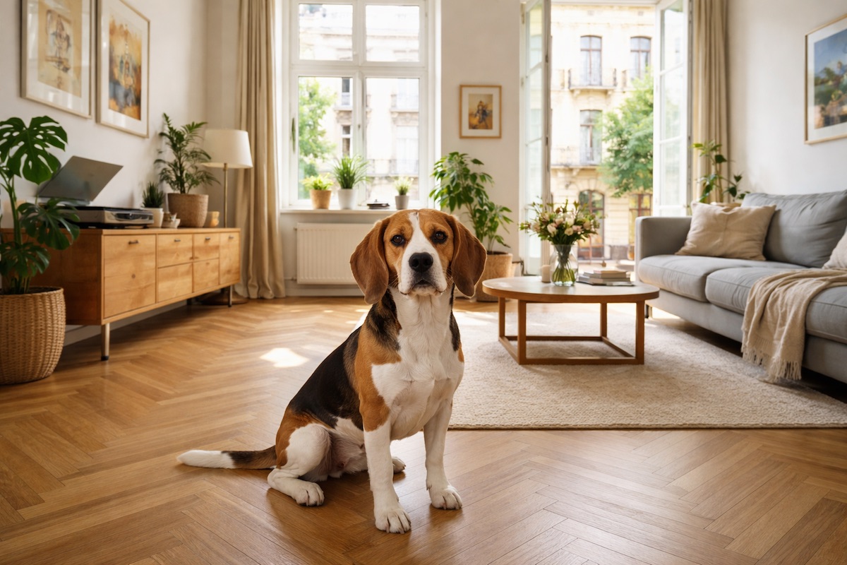 бигль в квартире