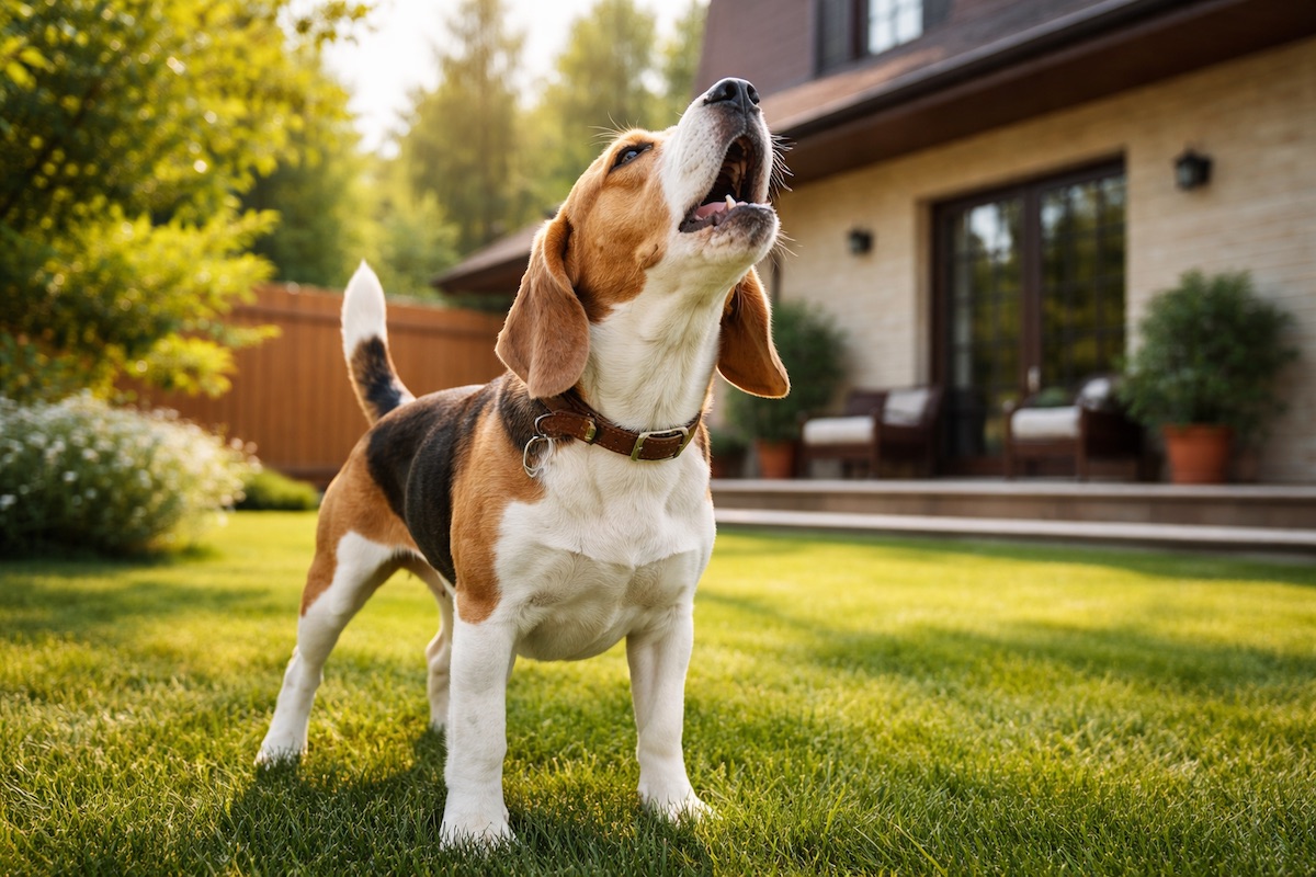бигль воет возле дома
