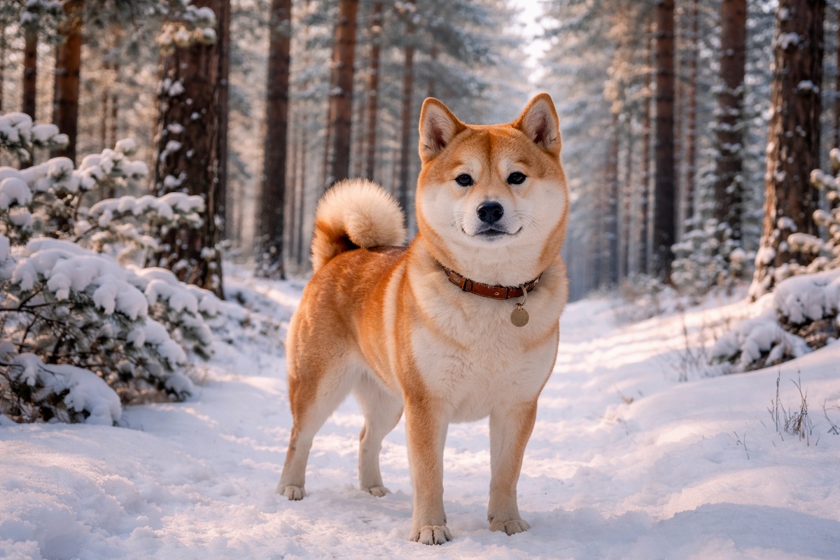 Сиба-ину на прогулке