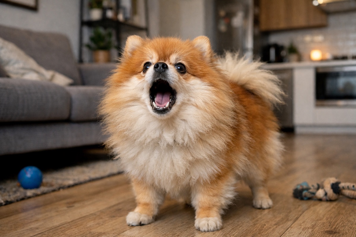 Померанский шпиц всё время лает