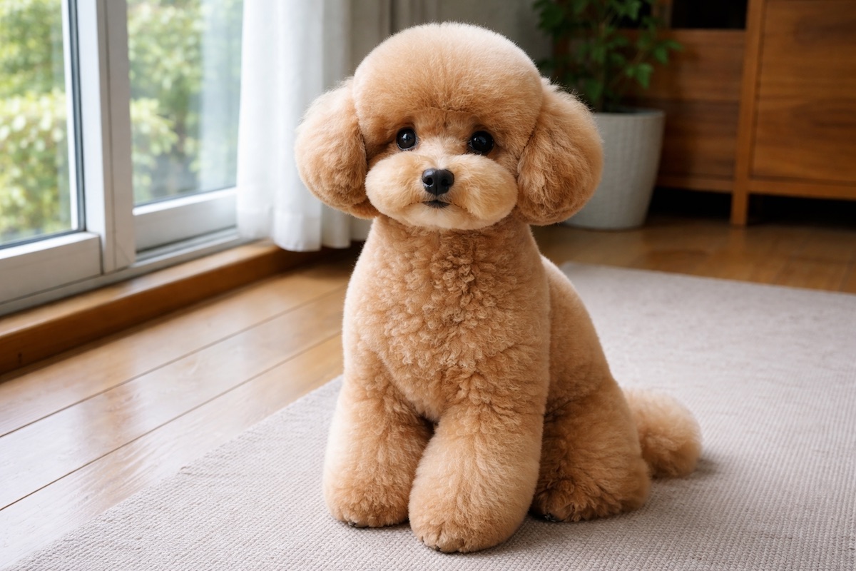 Плюшевый той-пудель после груминга