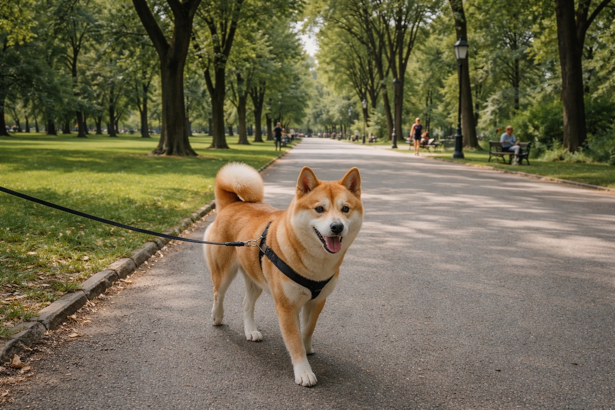 Сіба Іну гуляє в парку