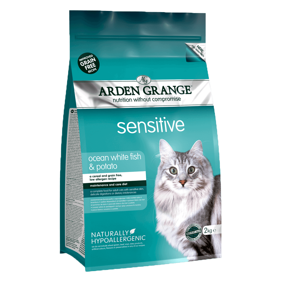 Arden Grange Adult Cat Sensitive Ocean White Fish & Potato, 400 г - корм Арден Гранж для кошек с чувствительным желудком