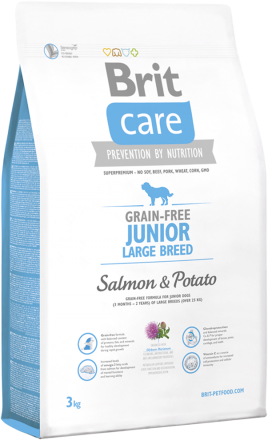 Корм для собак Brit Care Grain-free Junior Large Breed Salmon & Potato, 3 кг