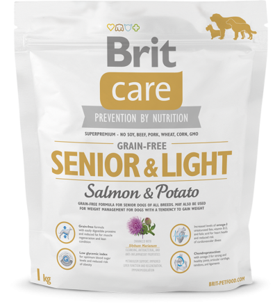 Корм для собак Brit Care Grain-free Senior & Light  Salmon & Potato, 1 кг