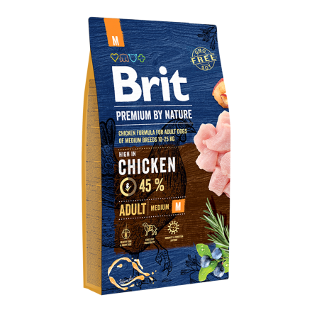 Корм для собак Brit Premium Adult M, 8 кг