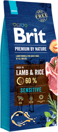 Корм для собак Brit Premium Sensitive  Lamb & Rice, 15 кг