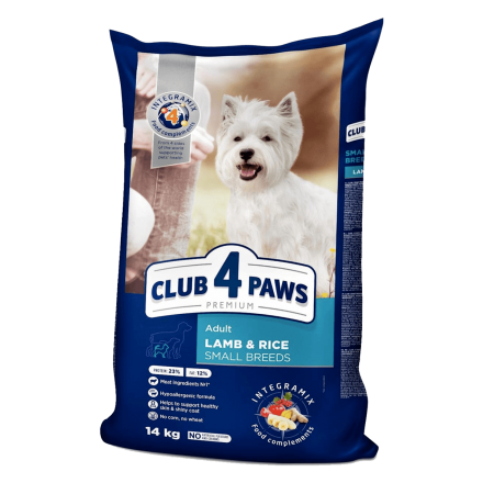 Club 4 Paws Premium Lamb and Rice Small Breed 14 кг - гипоаллергенный корм Клуб 4 лапы для собак малых пород