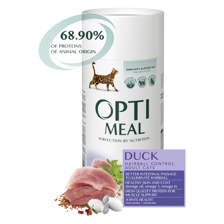 Optimeal Cat Adult Duck Hairball Control, 4 кг - корм Оптимил с уткой для взрослых кошек