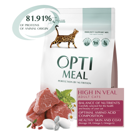 Optimeal Cat Adult High in Veal, 4 кг - корм Оптимил с телятиной для взрослых кошек