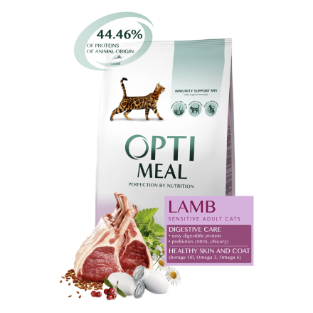 Optimeal Cat Adult Lamb Sensitive, 650 г - корм Оптимил с ягненком для взрослых кошек