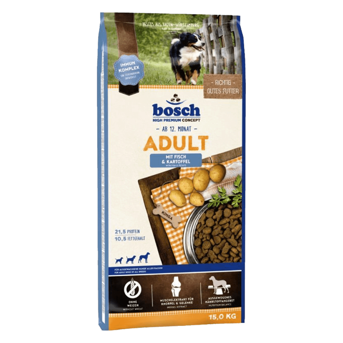 Bosch Adult Fish and Potato 15 кг -  корм Бош для взрослых собак всех пород