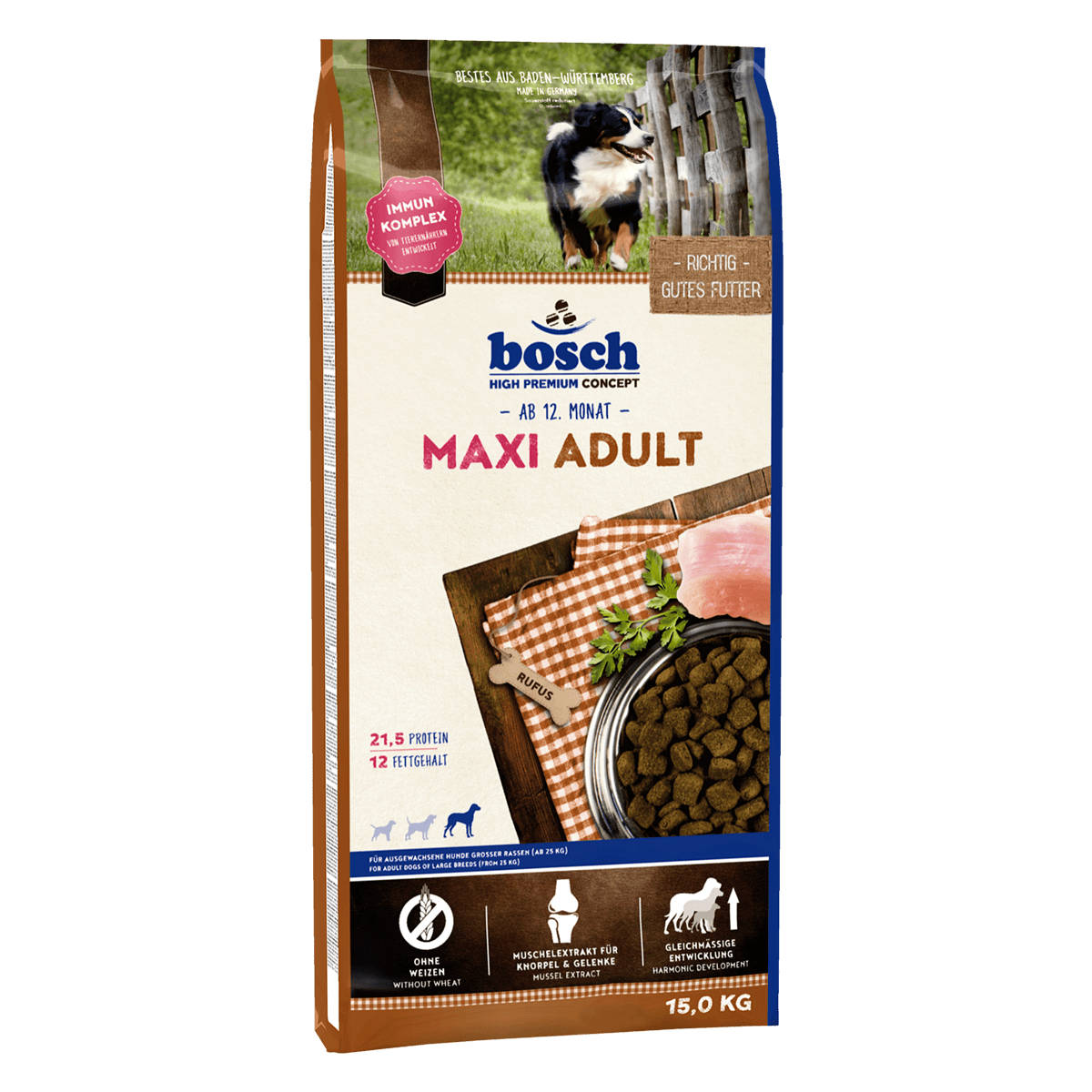 Bosch Adult Maxi 15 кг - сухой корм Бош для взрослых собак крупных пород