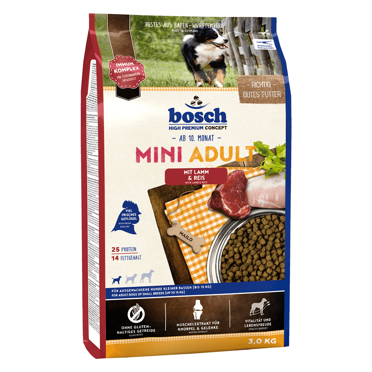 Bosch Mini Adult Lamb and Rice 3 кг - cухой корм Бош для взрослых собак маленьких пород