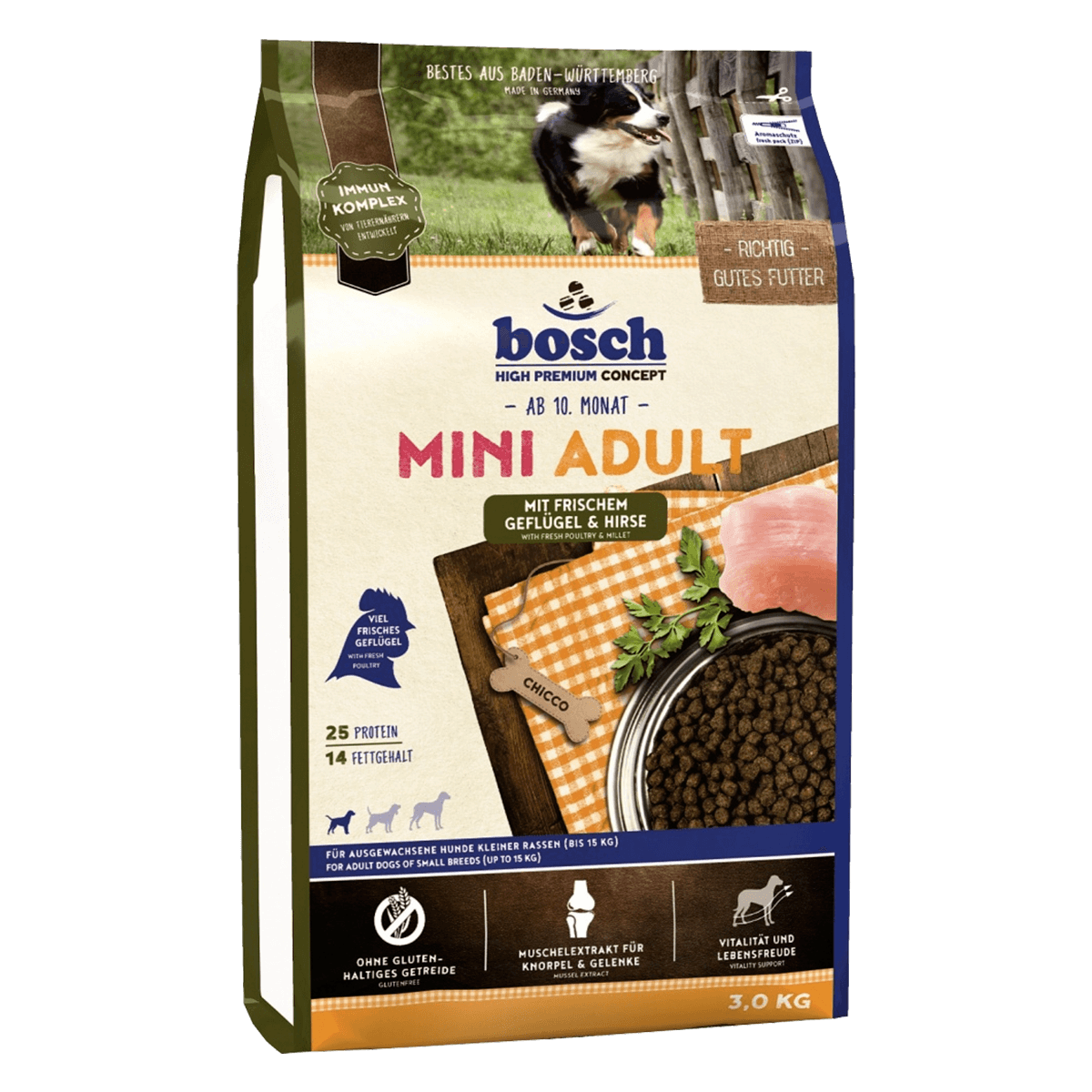 Bosch Mini Adult Poultry and Millet 3 кг - корм Бош для маленьких пород с зерновыми