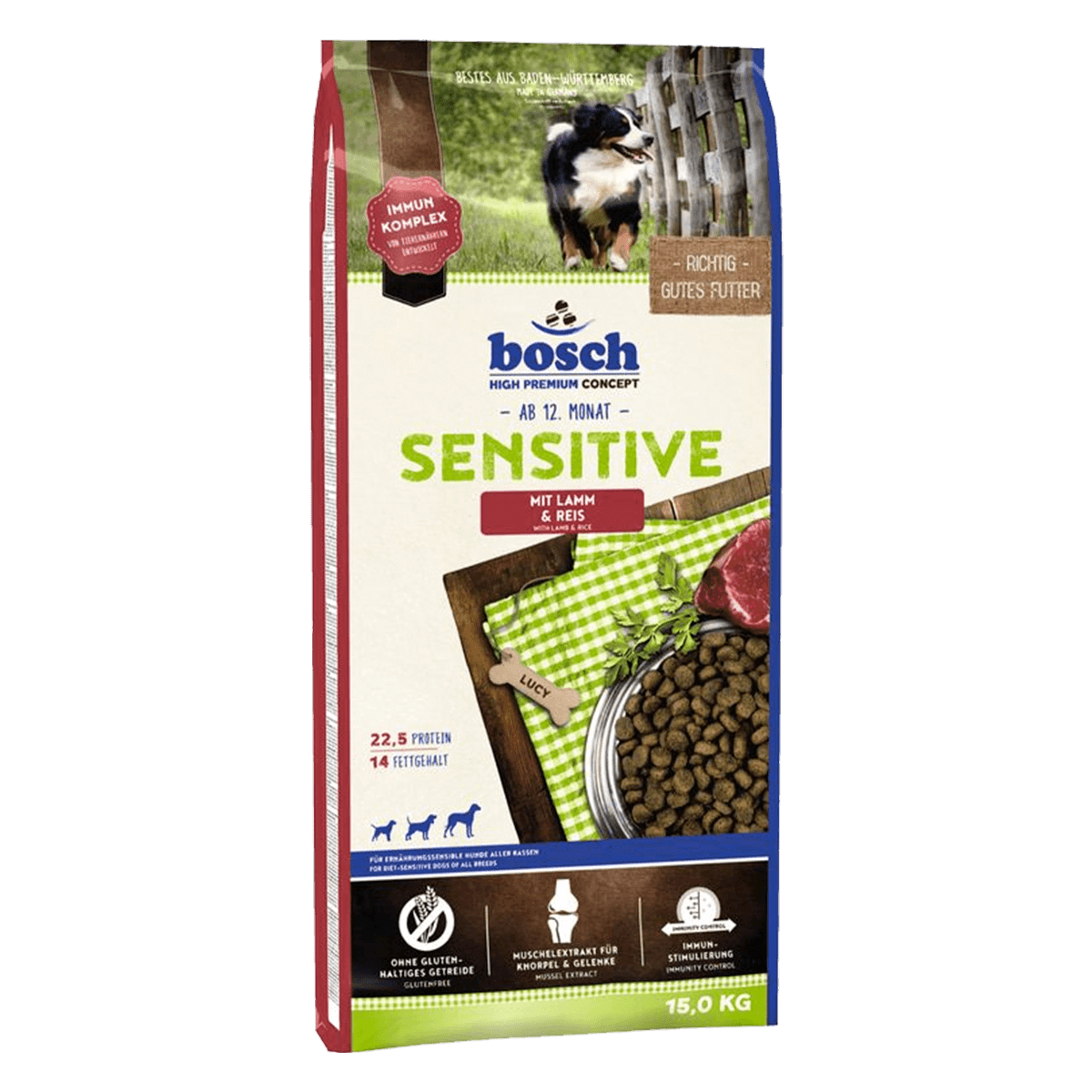 Bosch Sensitive Lamb and Rice 15 кг - гипоаллергенный корм Бош для всех пород собак