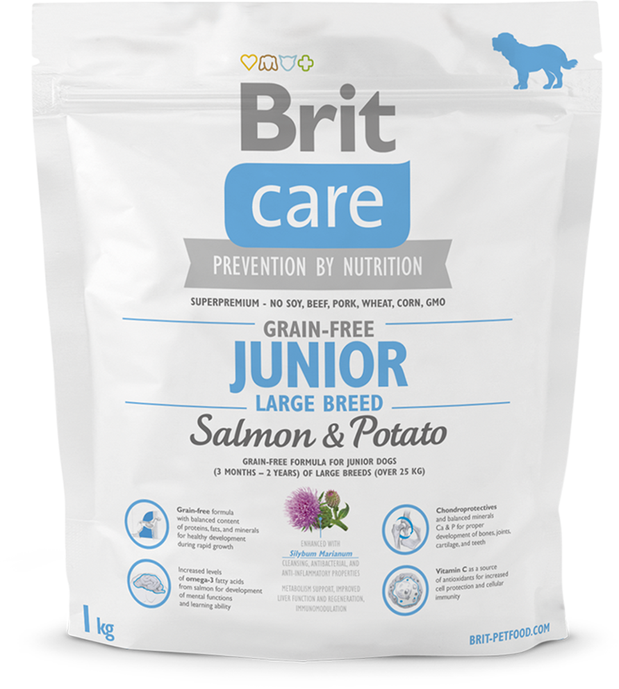 Корм для собак Brit Care Grain-free Junior Large Breed Salmon & Potato, 1 кг
