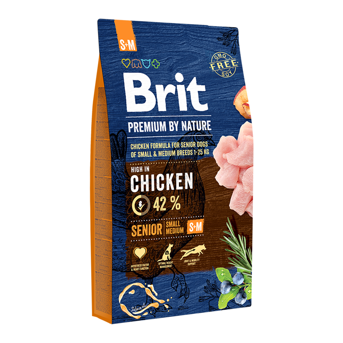Корм для собак Brit Premium Senior S+M, 8 кг