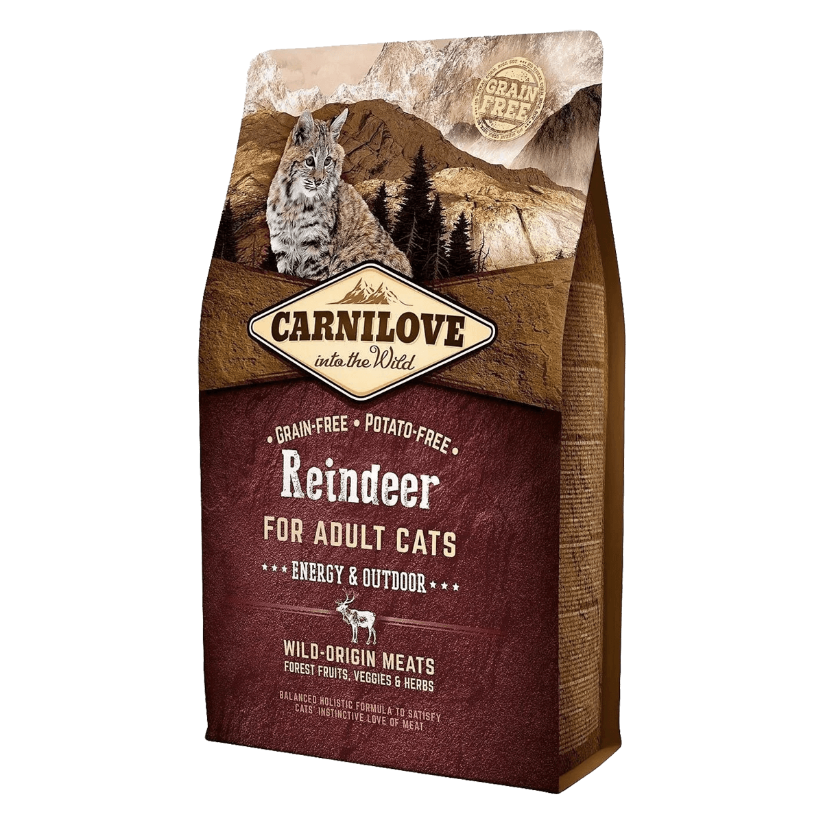 Carnilove Cat Reindeer Energy & Outdoors, 2 кг - корм Карнилав с мясом оленя для взрослых кошек