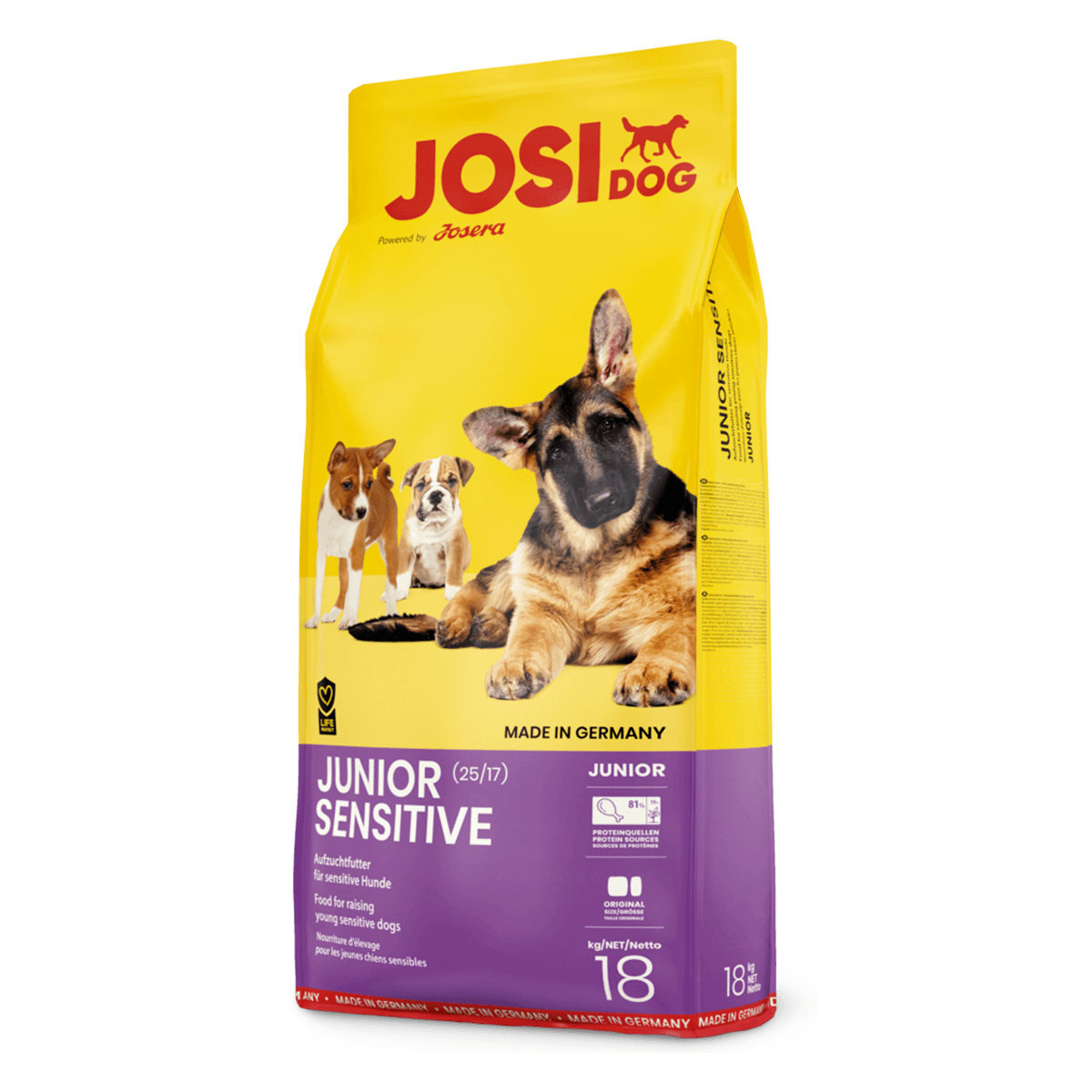 Josera JosiDog Junior Sensitive 25/17, 18 кг - корм Йозера для щенков с чувствительным пищеварением