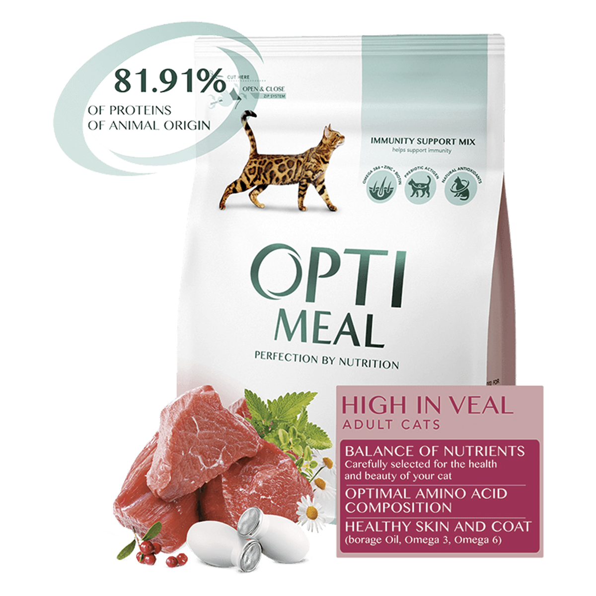 Optimeal Cat Adult High in Veal, 10 кг - корм Оптимил с телятиной для взрослых кошек