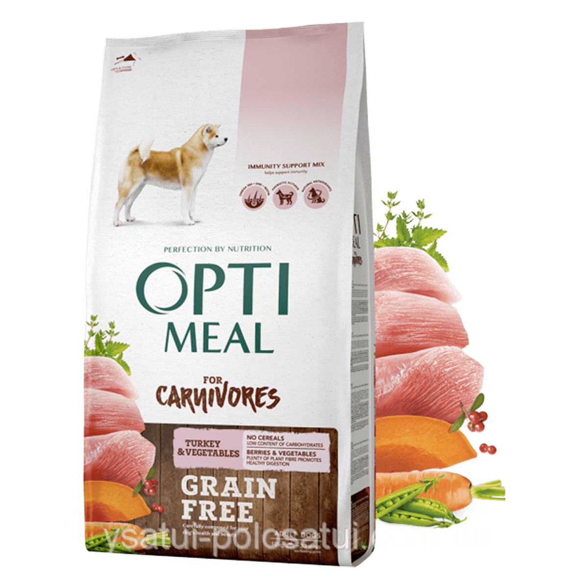 Корм для собак Optimeal Dog Adult Grain Free Turkey & Vegetables, 10 кг