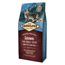 Carnilove Cat Salmon Sensitive & Long-Hair, 6 кг - беззерновой корм Карнилав с лососем для кошек